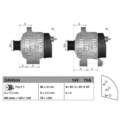 DENSO DAN504 alternator FORD